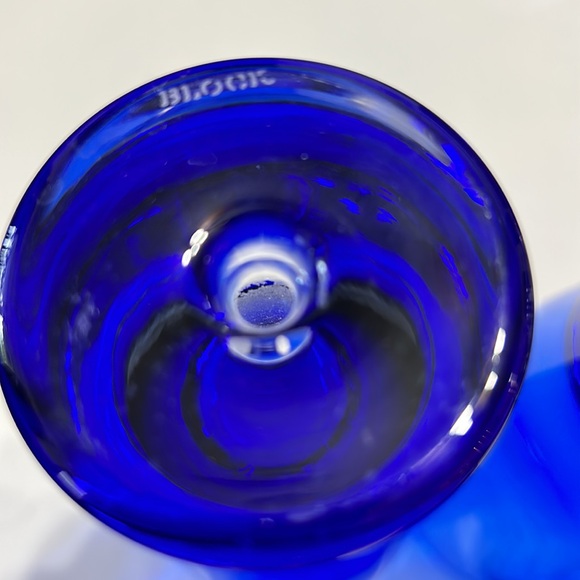 Block Signed Stockholm Crystal 4 Cobalt Blue Air Bubble Bottom Highball Glasses - Picture 9 of 11